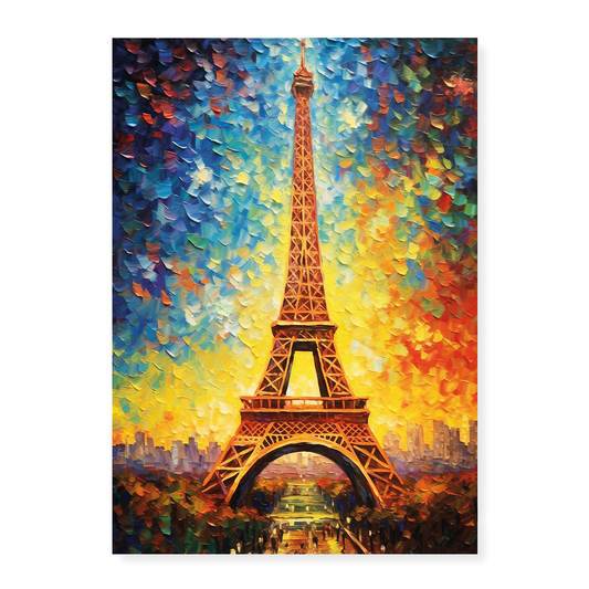 Eiffel tower in dusk in Van Gogh style - Art Print