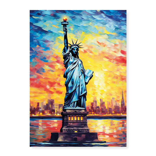 Statue of Liberty painting at night in Van Gogh Style - Art Print