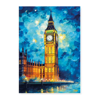 The Big Ben painting at night in Van Gogh style - Art Print