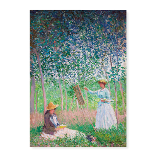 Blanche Hoschedé at Her Easel with Suzanne Hoschedé Reading by Claude Monet - Art Print