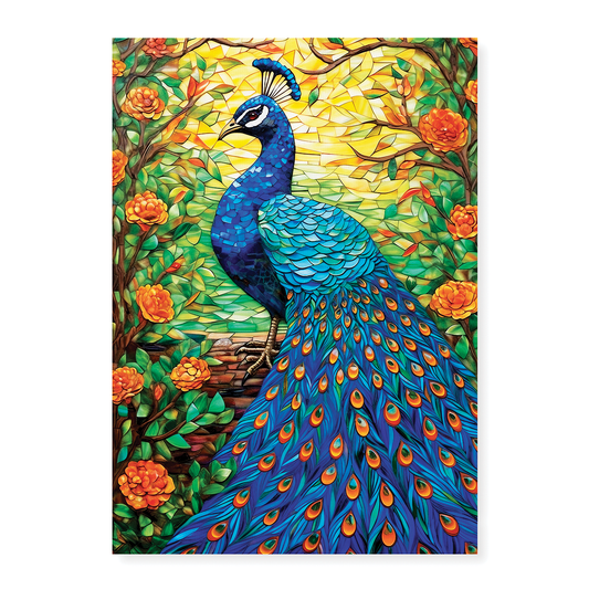 Peacock tile art - Art Print