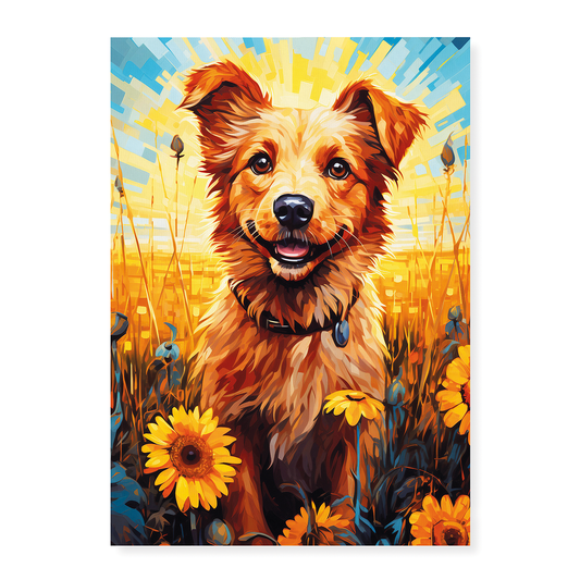 Puppy in a wheat field - Art Print