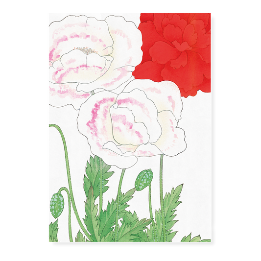 White & Red Poppies By Tanigami Kônan Art-Print