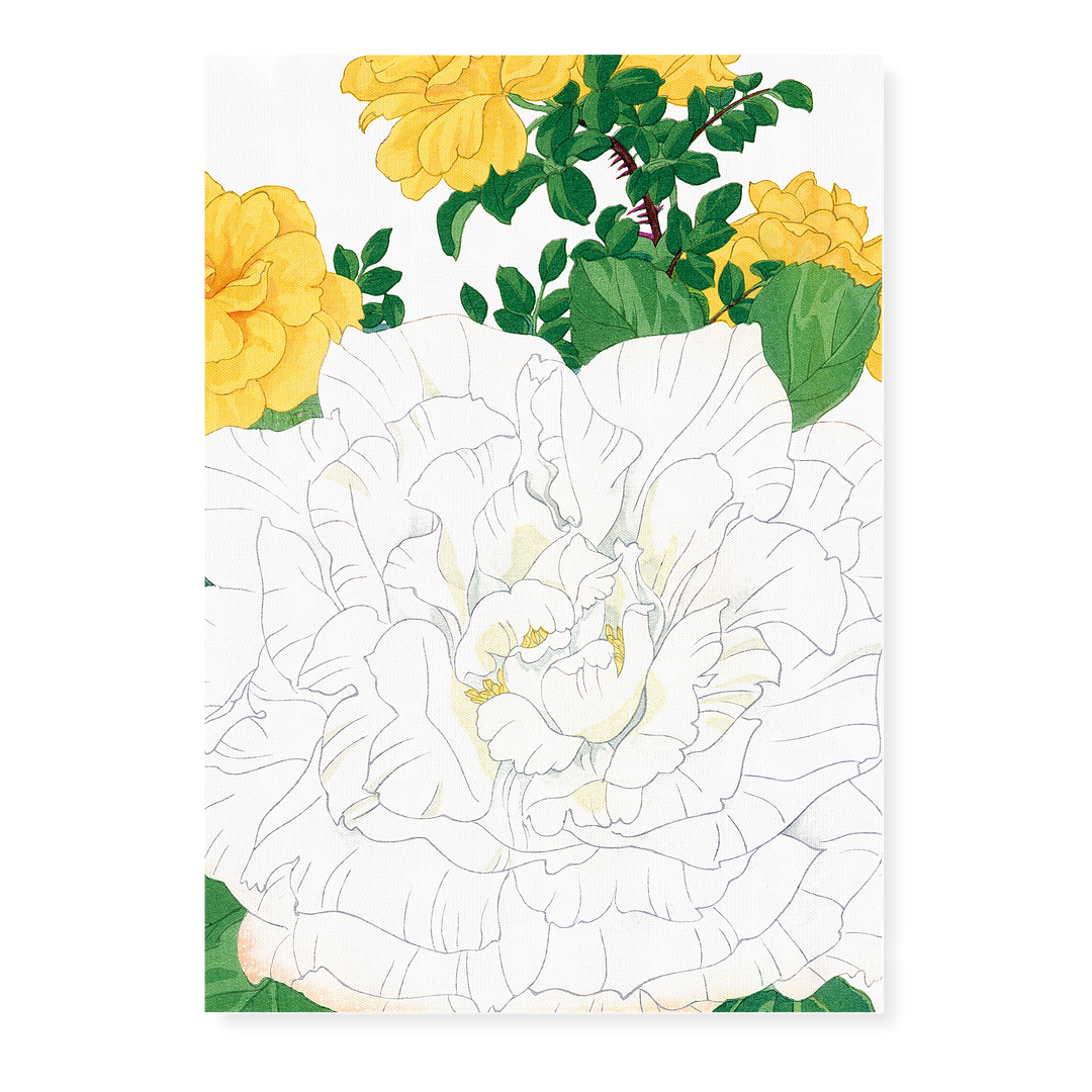 White & Yellow Roses By Tanigami Kônan Art-Print