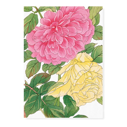 Pink & Yellow Rose By Tanigami Kônan Art-Print