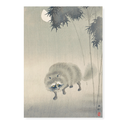 Badger And Bamboo By Ohara Koson - Art Print