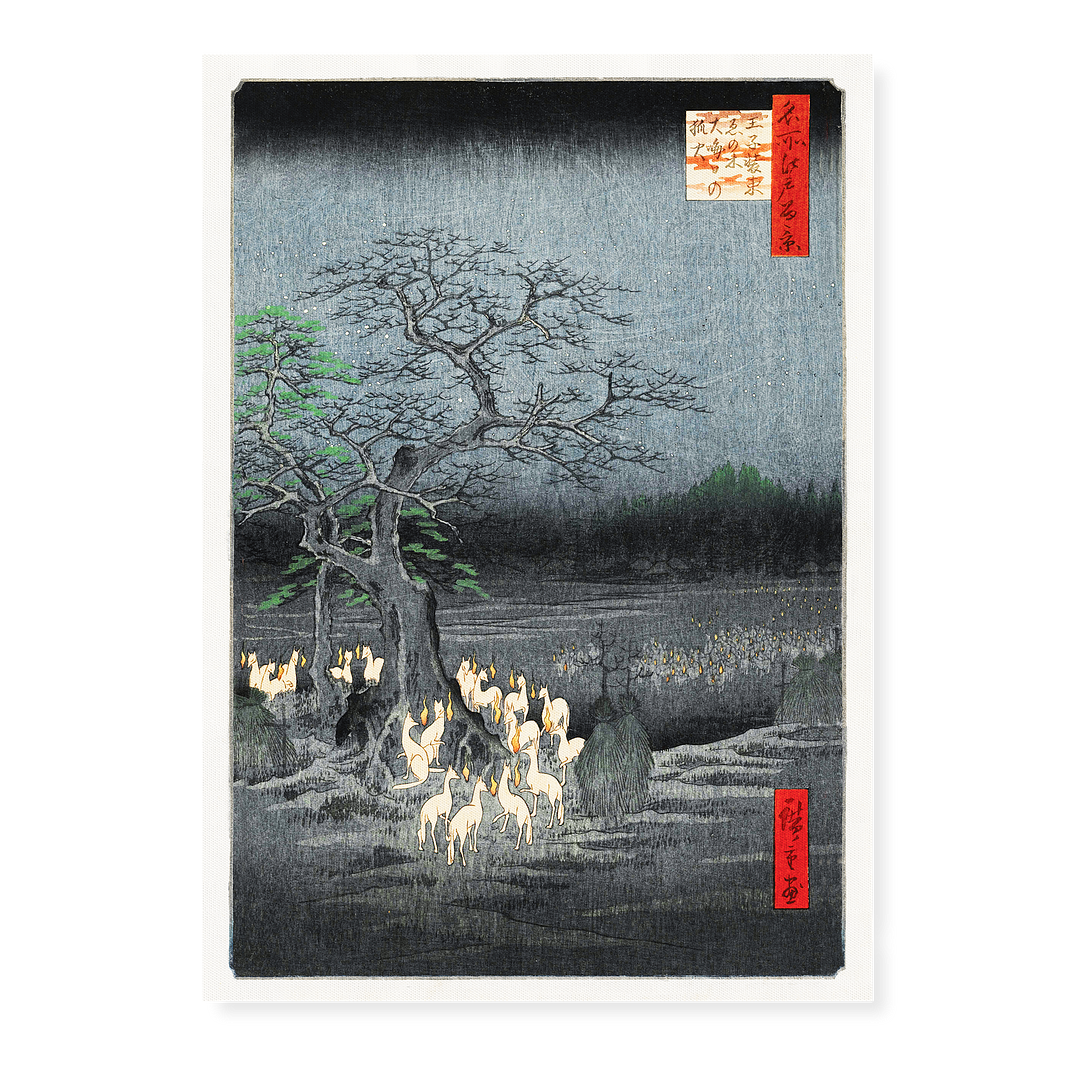 Foxes Meeting at Oji By Utagawa Hiroshige - Art Print