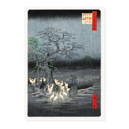 Foxes Meeting at Oji By Utagawa Hiroshige - Art Print