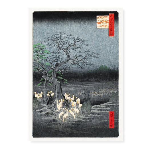 Foxes Meeting at Oji By Utagawa Hiroshige - Art Print