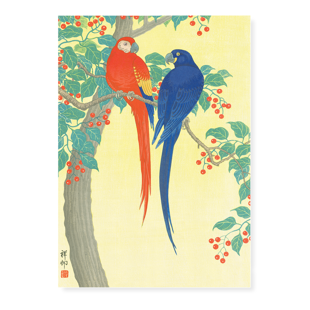 Two Parrots By Ohara Koson - Art Print