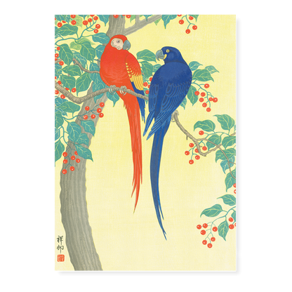 Two Parrots By Ohara Koson - Art Print