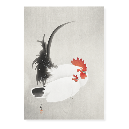 Rooster and hen By Ohara Koson - Art Print