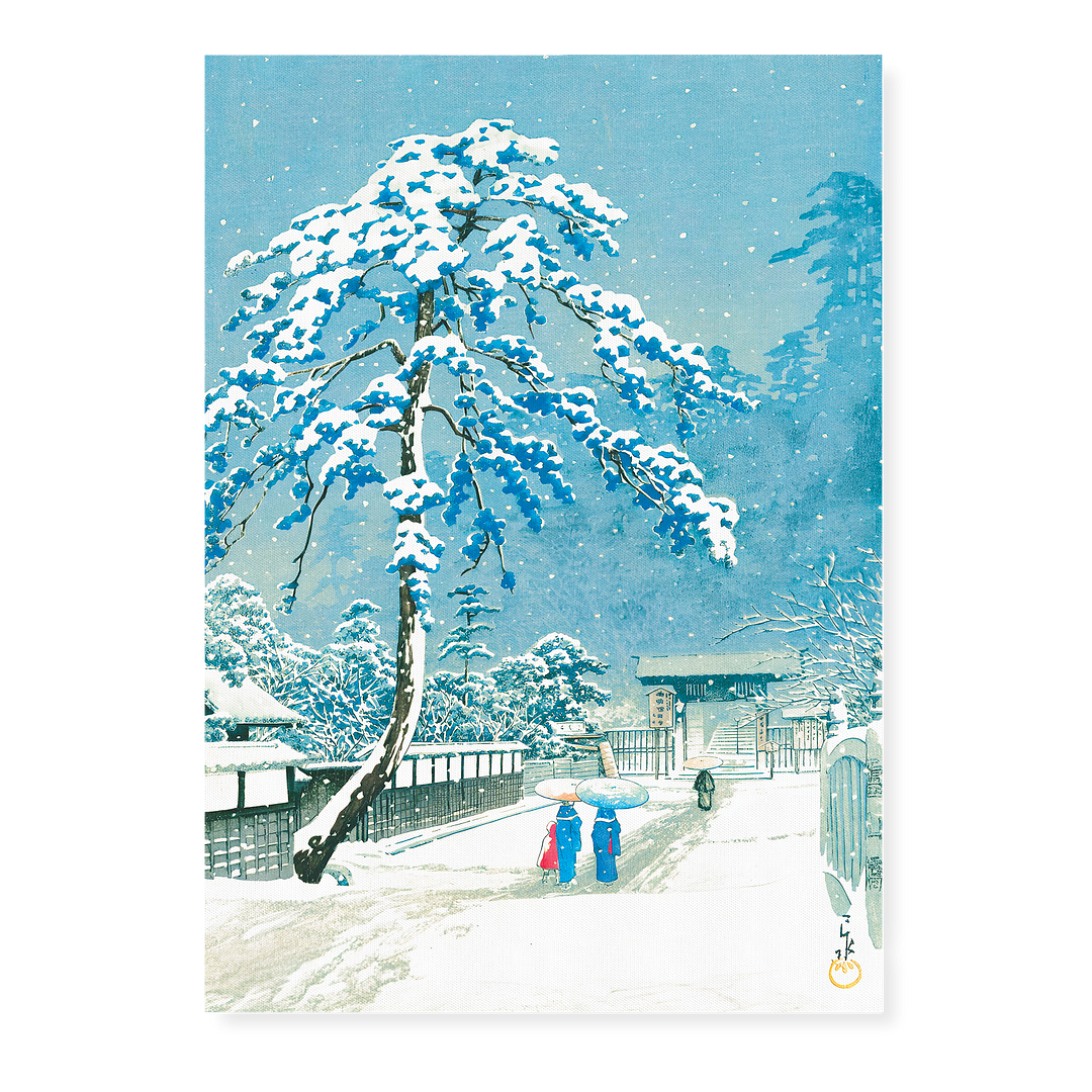 Honmonji Temple at Ikegami By Hasui Kawase - Art Print