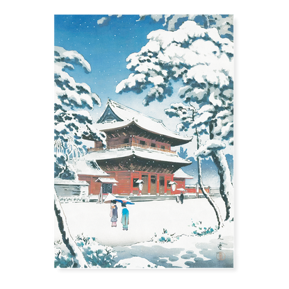 Zojo-ji Temple in Snow By Koitsu Tsuchiya - Art Print