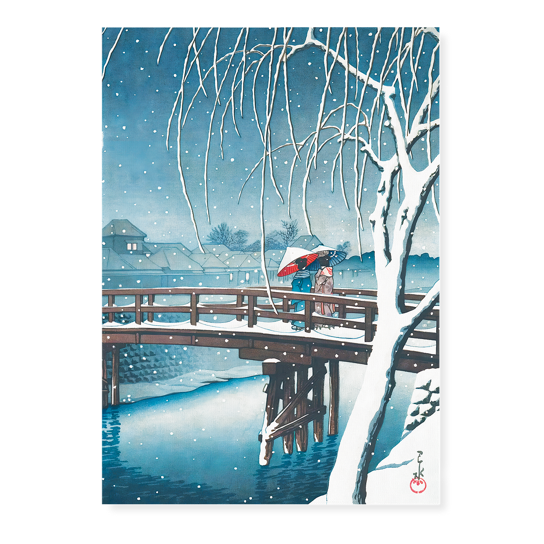 Evening Snow, Edo River By Kawase Hasui - Art Print