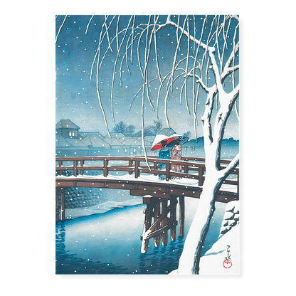 Evening Snow, Edo River By Kawase Hasui - Art Print