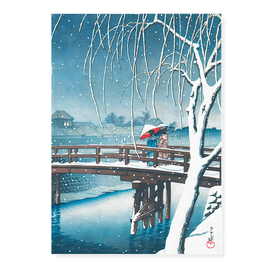 Evening Snow, Edo River By Kawase Hasui - Art Print