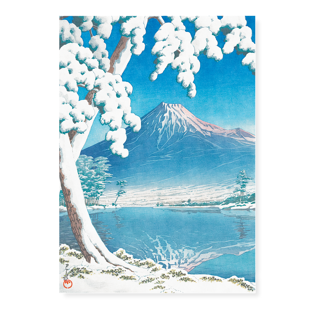 Clearing after a snowfall on Mount Fuji By Kawase Hasui - Art Print