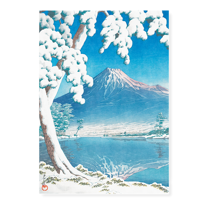 Clearing after a snowfall on Mount Fuji By Kawase Hasui - Art Print