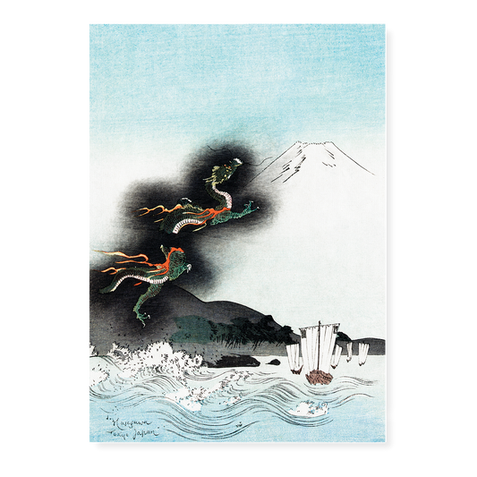 Dragon Rising Over Mount Fuji - Art Print