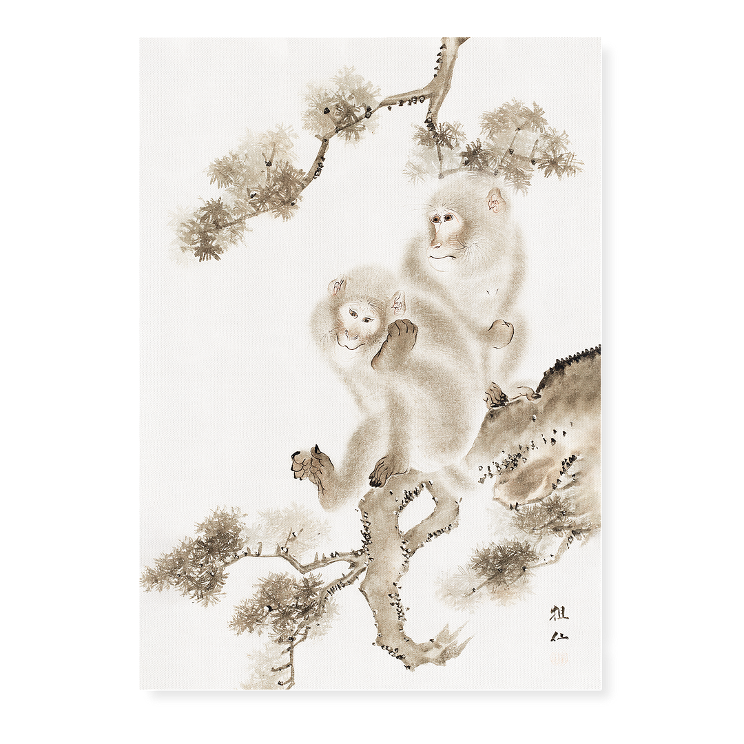 Japanese monkeys By Mori Sosen - Art Print