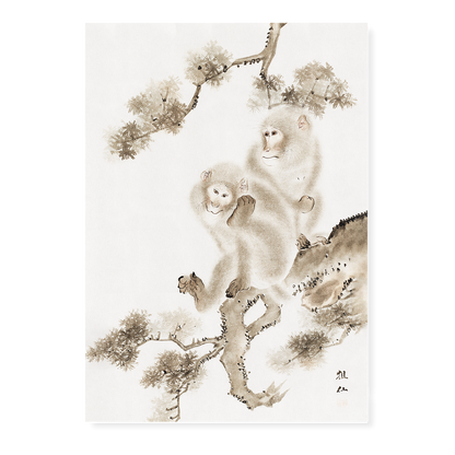 Japanese monkeys By Mori Sosen - Art Print