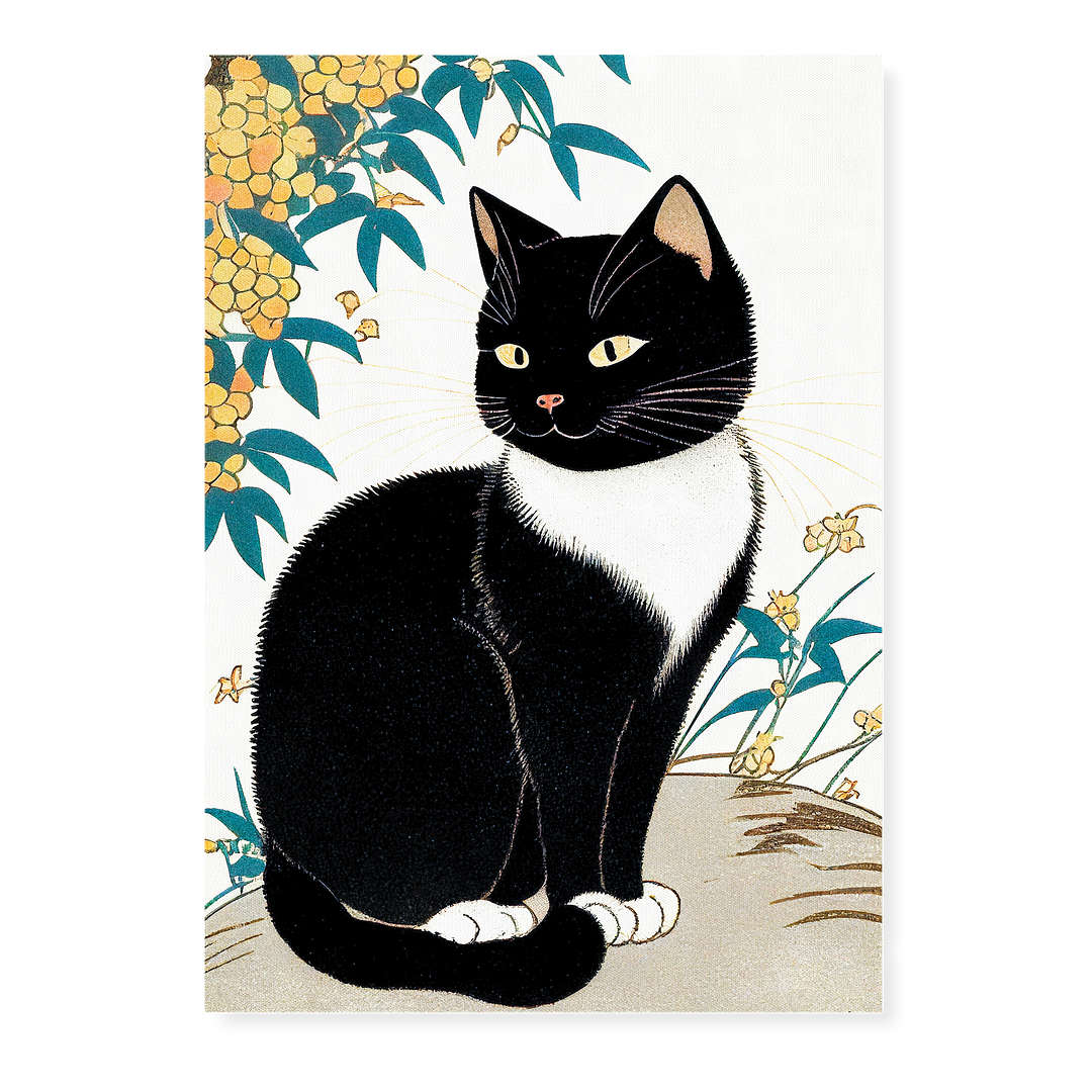 Little kitten with Forsythia - Art Print