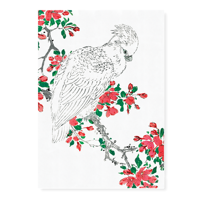 Parrot and Pyrus spectabilis By Numata Kashu - Art Print