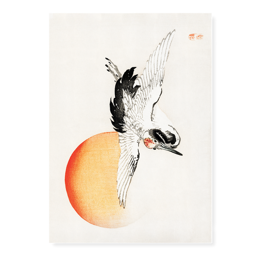 Flying crane by Kōno Bairei - Art Print