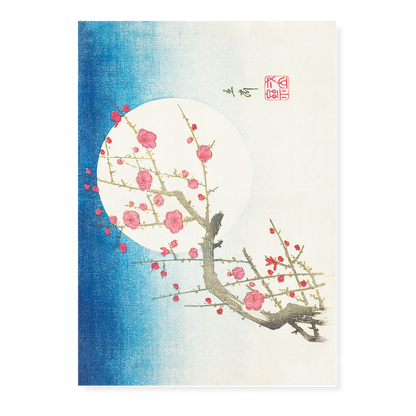 A Red Plum Branch against the Summer Moon By Hiroshige  - Art Print