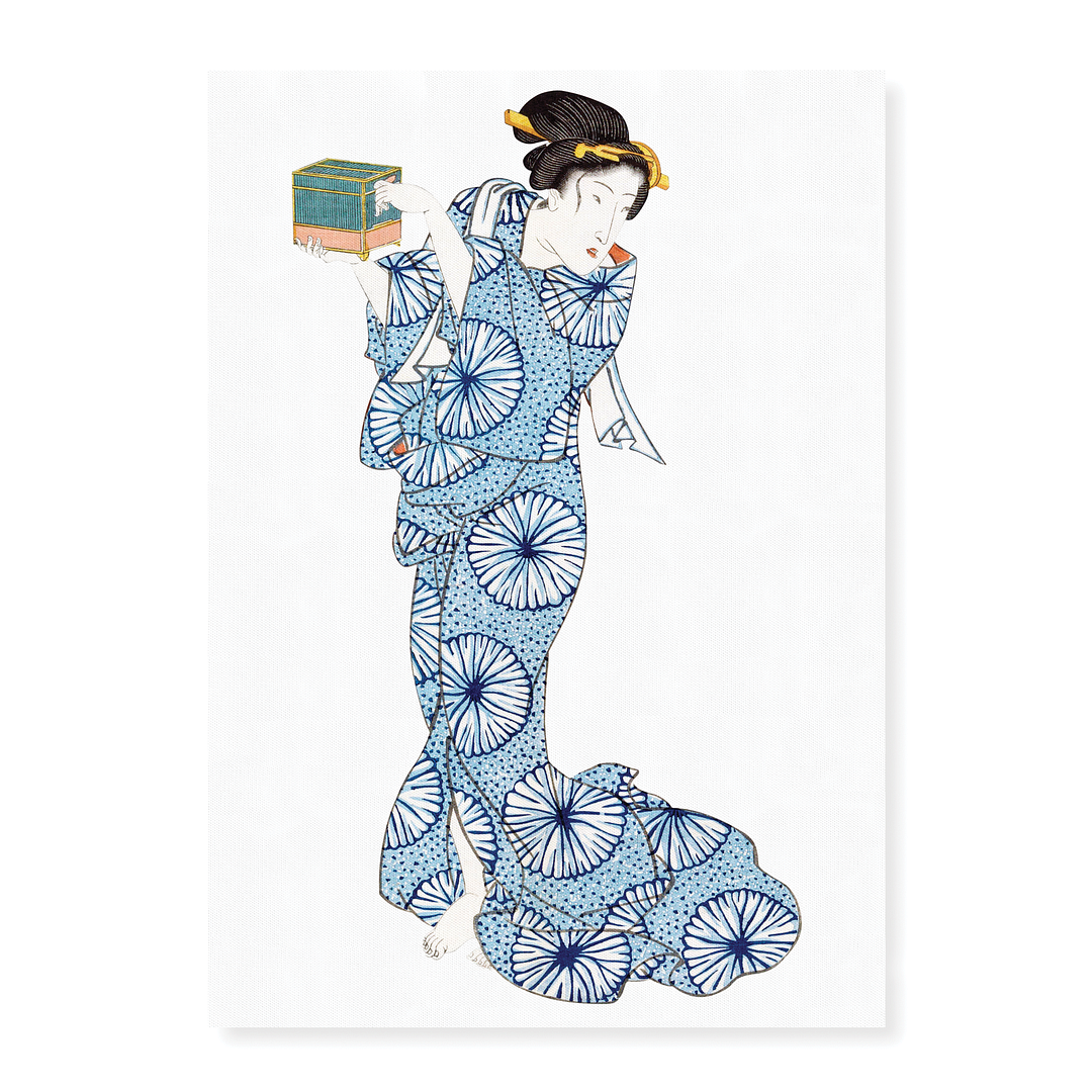 Japanese woman With little box By Keisai Eisen - Art Print