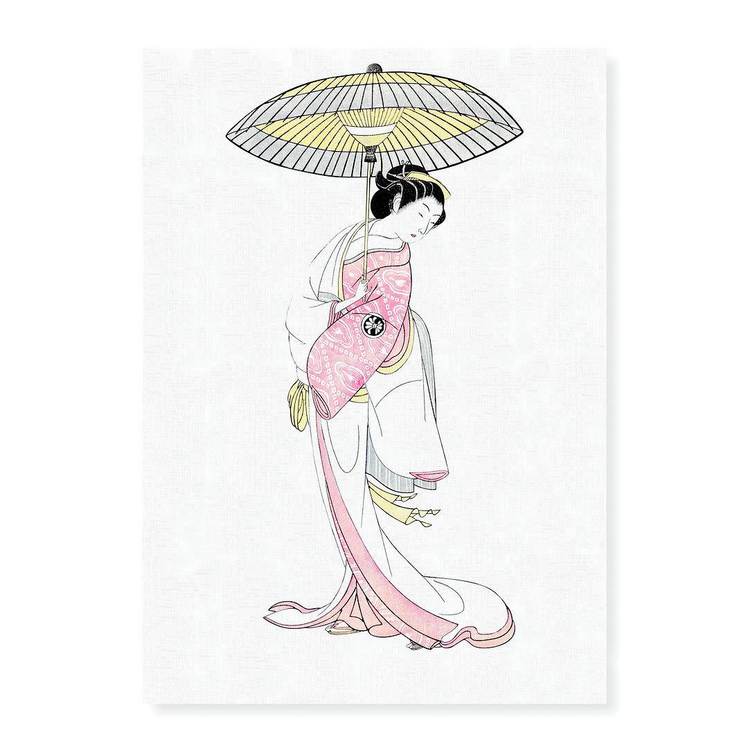 Japanese woman with umbrella By Segawa kikunojō - Art Print