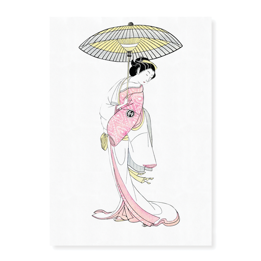 Japanese woman with umbrella By Segawa kikunojō - Art Print