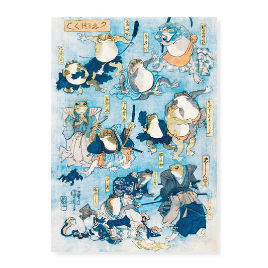 Famous Heroes of the Kabuki Stage Played by Frogs by Utagawa Kuniyoshi - Art Print