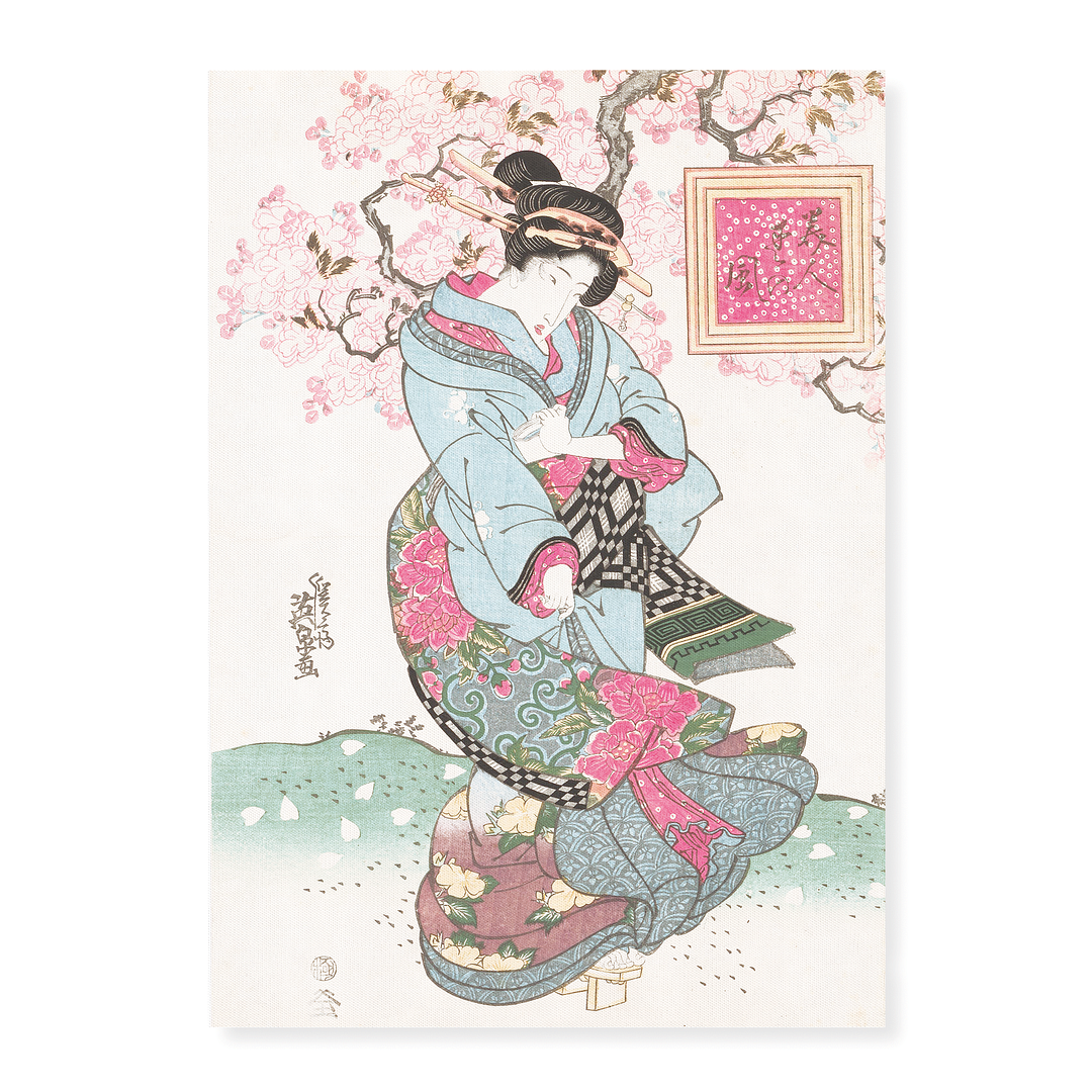 Japanese woman and cherry blossom I by Keisai Eisen - Art Print