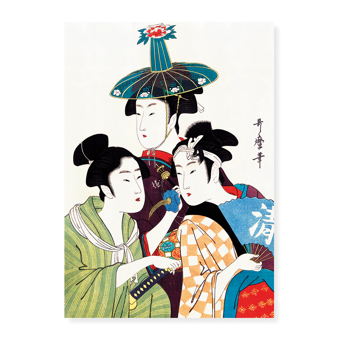 Three Young Men or Women by Utamaro Kitagawa - Art Print