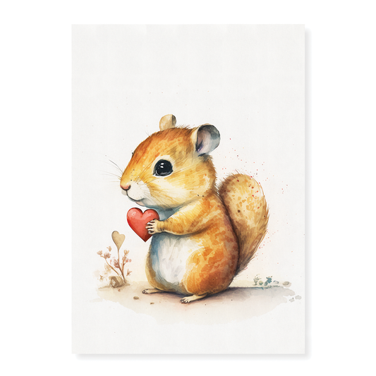 Chipmunk holding a hearth - Art Print