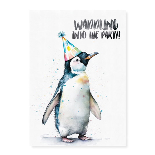 Penguin waddling into the party - Art Print