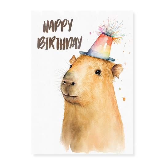 Capybara happy birthday - Art Print