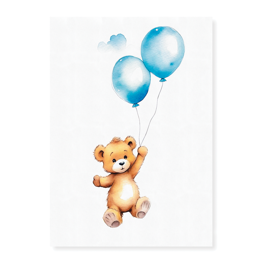 Teddy bear floating away - Art Print