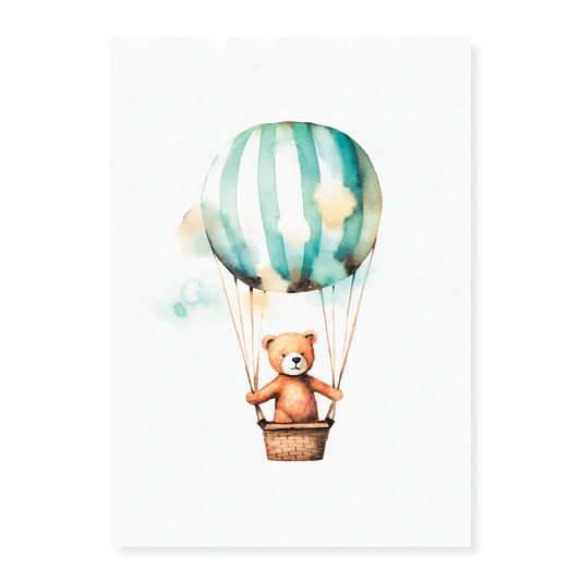 Teddy bear in hot air balloon - Art Print
