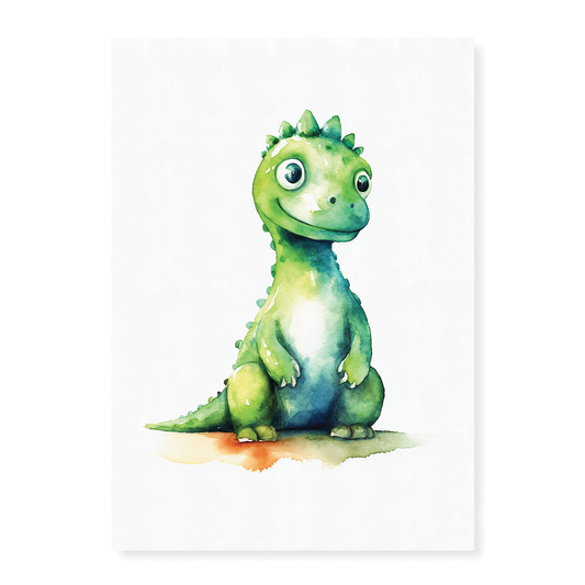 Little green dino - Art Print