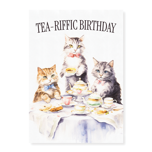 Tea-riffic birthday cats - Art Print