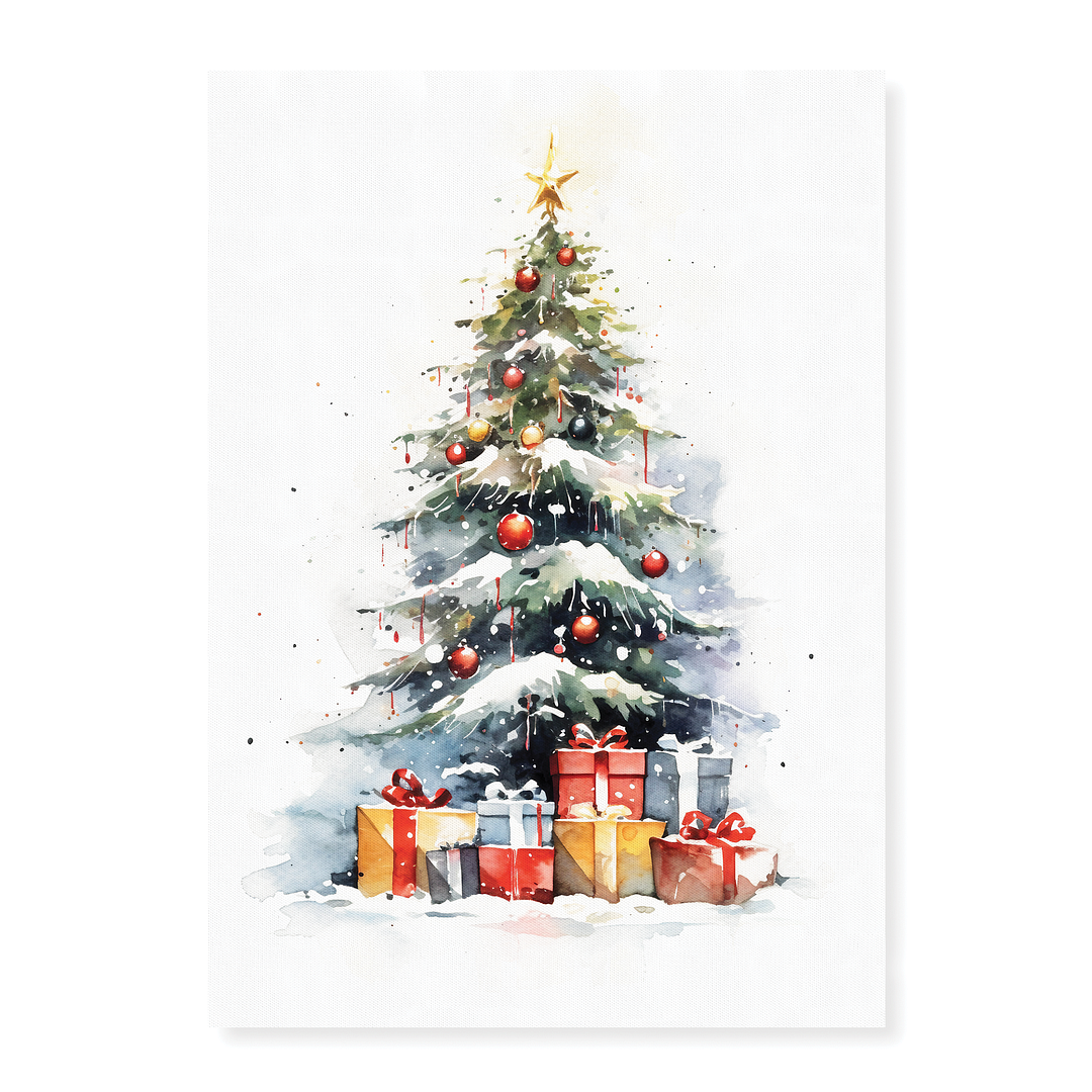 Christmas tree with presents - Art Print