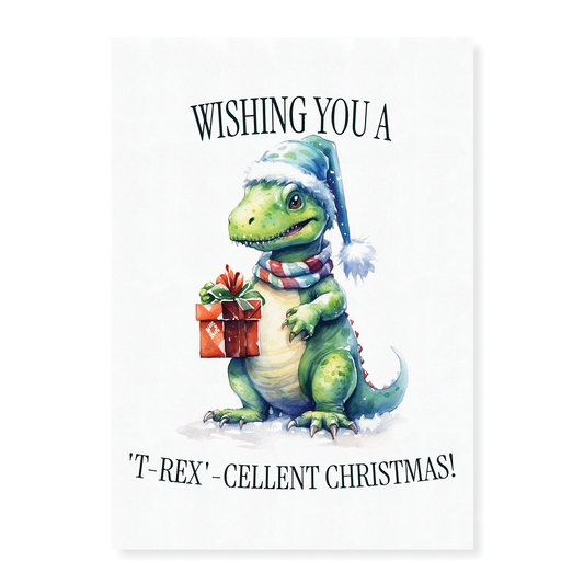 Wishing you a 'T-rex'-cellent Christmas!  - Art Print