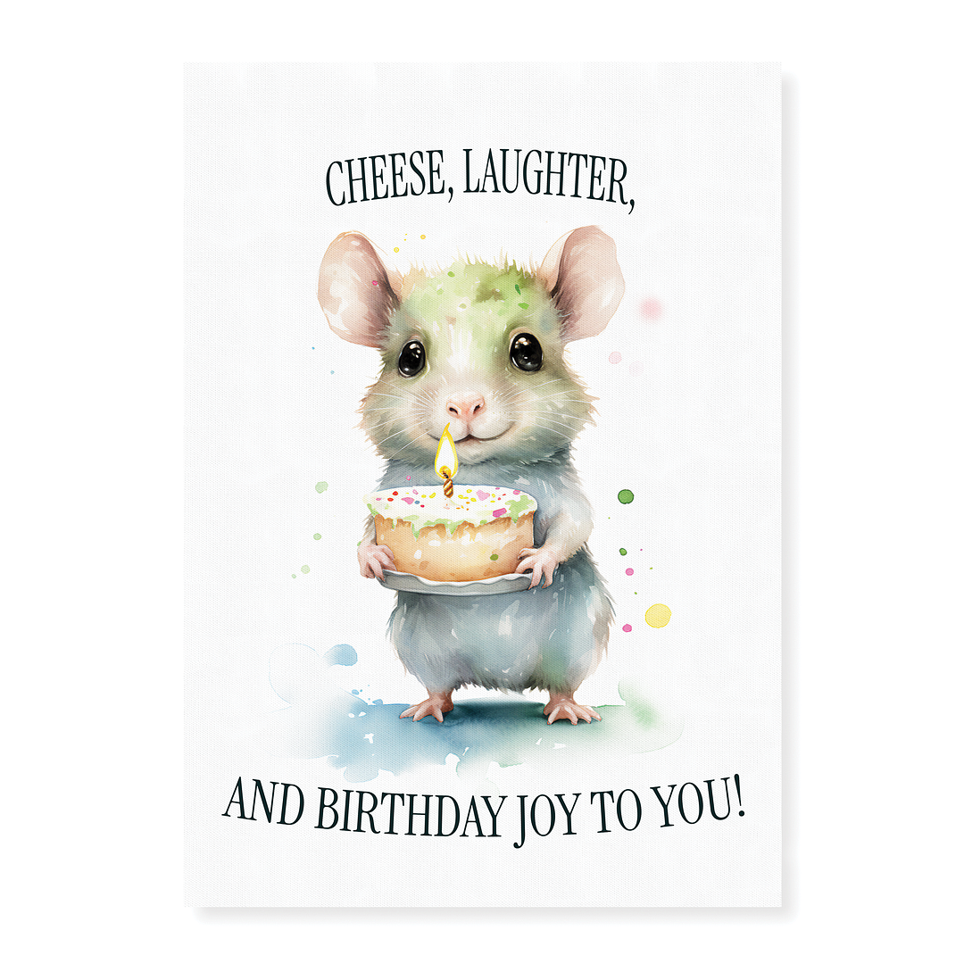 Little mouse with a birthday cake - Art Print
