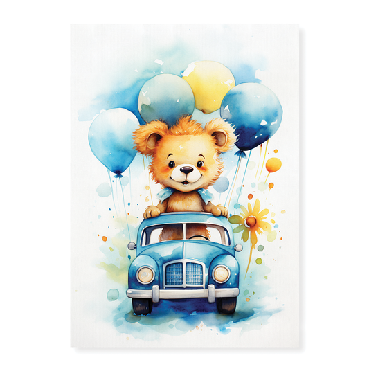 Teddy driving a car - Art Print
