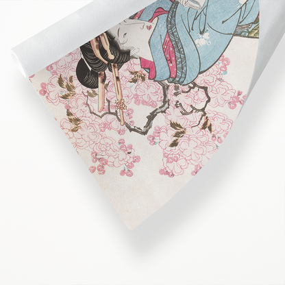 Japanese woman and cherry blossom I by Keisai Eisen - Art Print