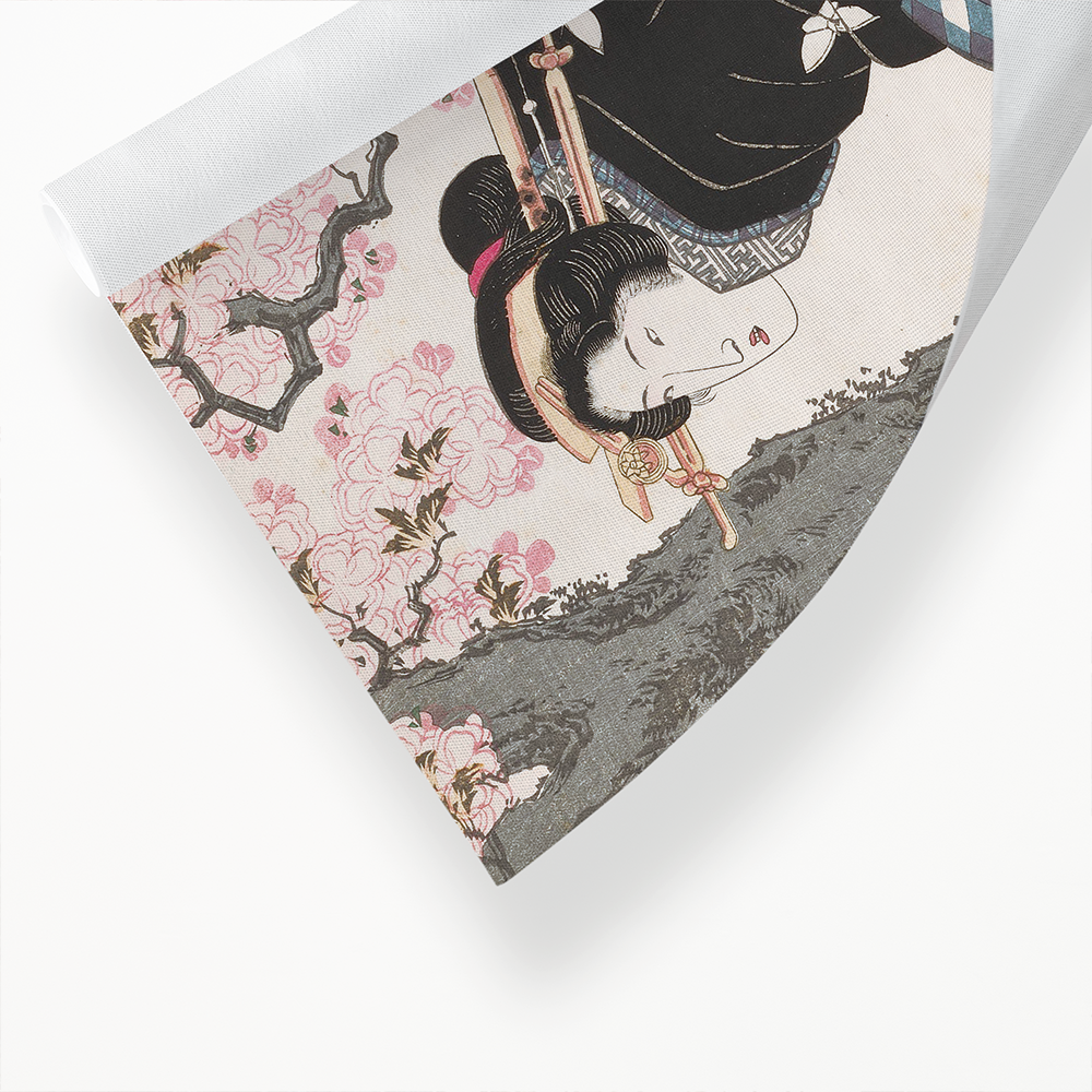 Japanese woman and cherry blossom III by Keisai Eisen - Art Print