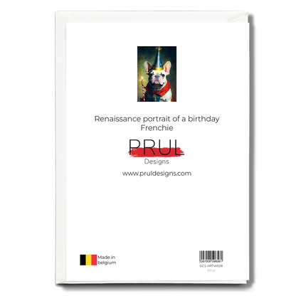 Renaissance portrait of a birthday Frenchie - Greeting Card
